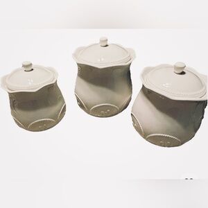 Princess House Cream Ceramic Canister Trio